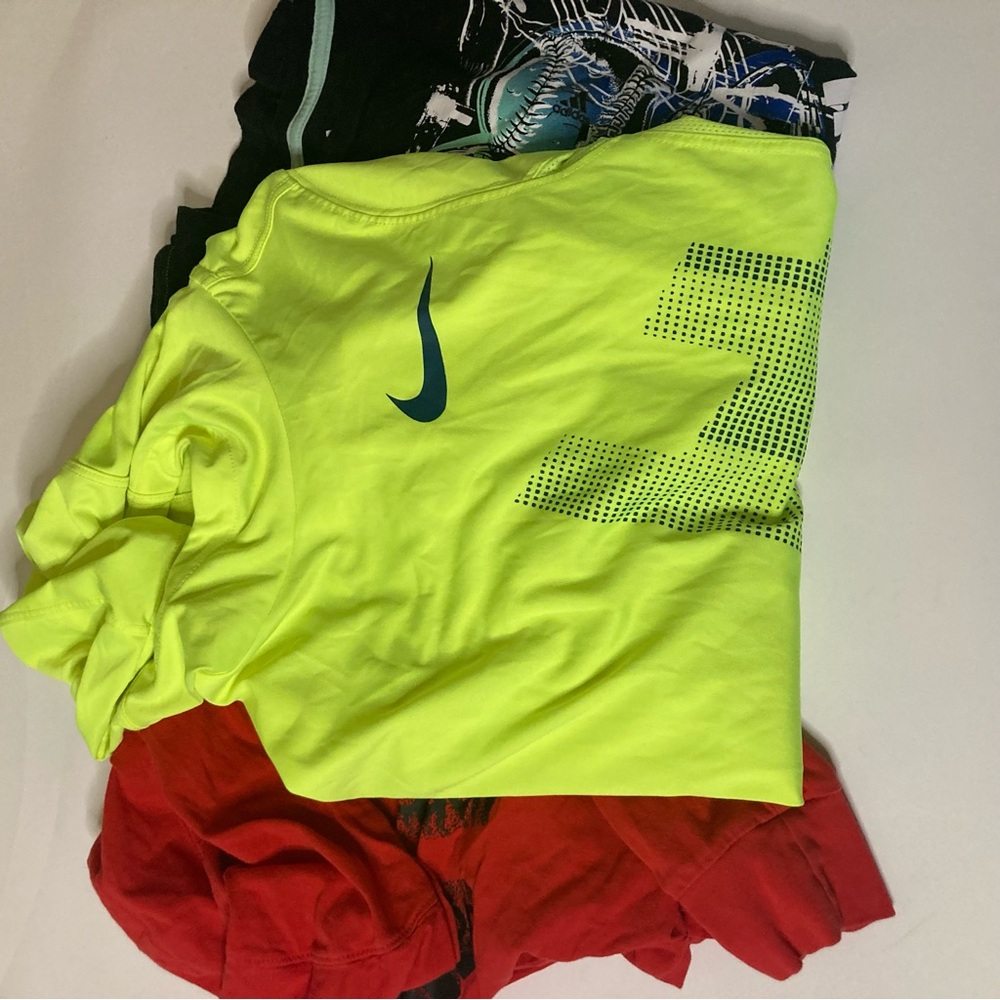 Adidas Red Hoodie long & Black TShirt Large 14-16. Nike Large Neon Yellow Hoodie